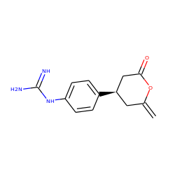 C=C1C[C@@H](c2ccc(NC(=N)N)cc2)CC(=O)O1 ZINC000013651064