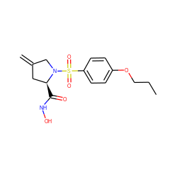 C=C1C[C@H](C(=O)NO)N(S(=O)(=O)c2ccc(OCCC)cc2)C1 ZINC000013803450