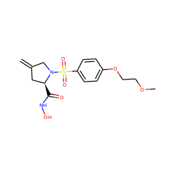 C=C1C[C@H](C(=O)NO)N(S(=O)(=O)c2ccc(OCCOC)cc2)C1 ZINC000013803453