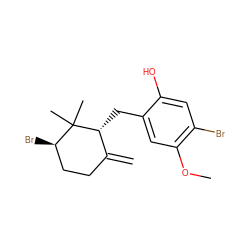 C=C1CC[C@@H](Br)C(C)(C)[C@@H]1Cc1cc(OC)c(Br)cc1O ZINC000013415044