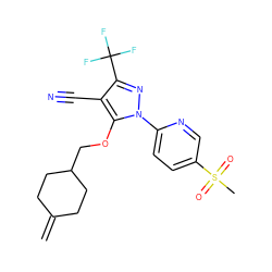 C=C1CCC(COc2c(C#N)c(C(F)(F)F)nn2-c2ccc(S(C)(=O)=O)cn2)CC1 ZINC000028570239