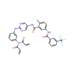 C=CC(=O)N(C(=O)C=C)c1cccc(Nc2ncc(NC(=O)c3cc(NC(=O)c4cccc(C(F)(F)F)c4)ccc3C)cn2)c1 ZINC000169353173