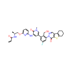 C=CC(=O)N[C@@H](C)COc1cccc(Nc2cc(-c3cc(F)cc(-n4ncc5c6c(sc5c4=O)CCCC6)c3CO)cn(C)c2=O)n1 ZINC001772608116