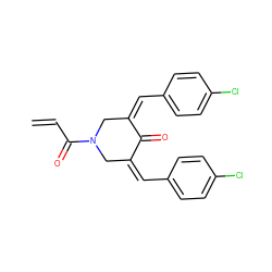 C=CC(=O)N1C/C(=C/c2ccc(Cl)cc2)C(=O)/C(=C\c2ccc(Cl)cc2)C1 ZINC000016958928