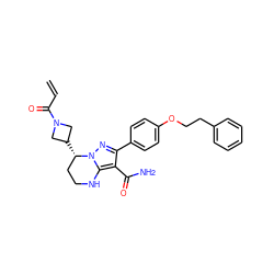 C=CC(=O)N1CC([C@H]2CCNc3c(C(N)=O)c(-c4ccc(OCCc5ccccc5)cc4)nn32)C1 ZINC001772638812