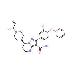 C=CC(=O)N1CCC([C@@H]2CCNc3c(C(N)=O)c(-c4ccc(Oc5ccccc5)c(Cl)c4)nn32)CC1 ZINC001772645525