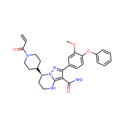 C=CC(=O)N1CCC([C@@H]2CCNc3c(C(N)=O)c(-c4ccc(Oc5ccccc5)c(OC)c4)nn32)CC1 ZINC001772653327