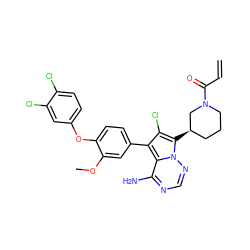 C=CC(=O)N1CCC[C@@H](c2c(Cl)c(-c3ccc(Oc4ccc(Cl)c(Cl)c4)c(OC)c3)c3c(N)ncnn23)C1 ZINC000084714005