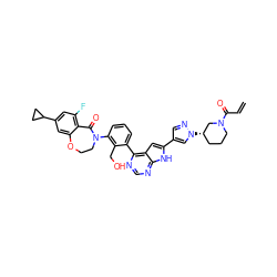 C=CC(=O)N1CCC[C@H](n2cc(-c3cc4c(-c5cccc(N6CCOc7cc(C8CC8)cc(F)c7C6=O)c5CO)ncnc4[nH]3)cn2)C1 ZINC001772585291