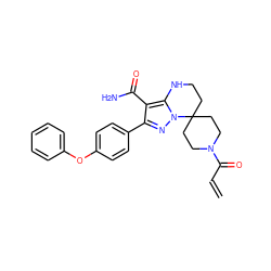 C=CC(=O)N1CCC2(CCNc3c(C(N)=O)c(-c4ccc(Oc5ccccc5)cc4)nn32)CC1 ZINC001772612655