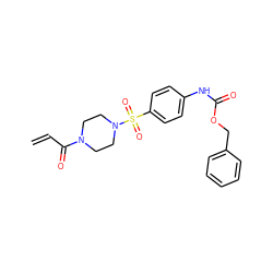 C=CC(=O)N1CCN(S(=O)(=O)c2ccc(NC(=O)OCc3ccccc3)cc2)CC1 ZINC000084738938