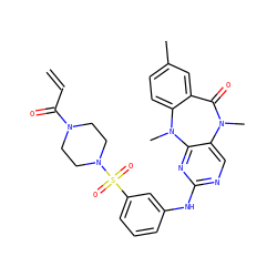 C=CC(=O)N1CCN(S(=O)(=O)c2cccc(Nc3ncc4c(n3)N(C)c3ccc(C)cc3C(=O)N4C)c2)CC1 ZINC001772630035