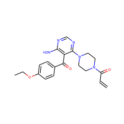 C=CC(=O)N1CCN(c2ncnc(N)c2C(=O)c2ccc(OCC)cc2)CC1 ZINC000653830072