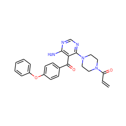 C=CC(=O)N1CCN(c2ncnc(N)c2C(=O)c2ccc(Oc3ccccc3)cc2)CC1 ZINC000653825943