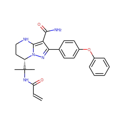 C=CC(=O)NC(C)(C)[C@@H]1CCNc2c(C(N)=O)c(-c3ccc(Oc4ccccc4)cc3)nn21 ZINC001772597267