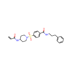 C=CC(=O)NC1CCN(S(=O)(=O)c2ccc(C(=O)NCCCc3ccccc3)cc2)CC1 ZINC000095574776