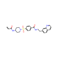 C=CC(=O)NC1CCN(S(=O)(=O)c2ccc(C(=O)NCCc3ccc4cccnc4c3)cc2)CC1 ZINC000095572979