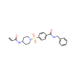 C=CC(=O)NC1CCN(S(=O)(=O)c2ccc(C(=O)NCc3ccccc3)cc2)CC1 ZINC000095578347