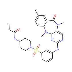 C=CC(=O)NC1CCN(S(=O)(=O)c2cccc(Nc3ncc4c(n3)N(C)c3ccc(C)cc3C(=O)N4C)c2)CC1 ZINC001772578981