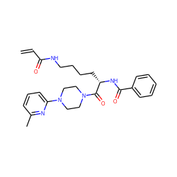 C=CC(=O)NCCCC[C@H](NC(=O)c1ccccc1)C(=O)N1CCN(c2cccc(C)n2)CC1 ZINC000095563360