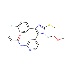 C=CC(=O)Nc1cc(-c2c(-c3ccc(F)cc3)nc(SC)n2CCOC)ccn1 ZINC000064528505