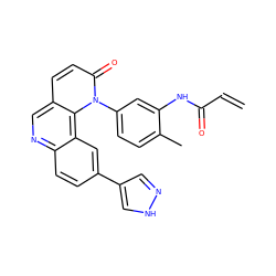 C=CC(=O)Nc1cc(-n2c(=O)ccc3cnc4ccc(-c5cn[nH]c5)cc4c32)ccc1C ZINC000209735088