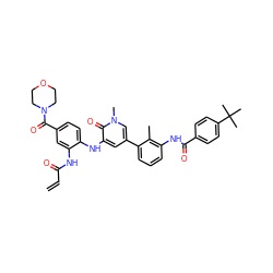 C=CC(=O)Nc1cc(C(=O)N2CCOCC2)ccc1Nc1cc(-c2cccc(NC(=O)c3ccc(C(C)(C)C)cc3)c2C)cn(C)c1=O ZINC001772596712