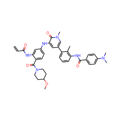 C=CC(=O)Nc1cc(Nc2cc(-c3cccc(NC(=O)c4ccc(N(C)C)cc4)c3C)cn(C)c2=O)ccc1C(=O)N1CCC(OC)CC1 ZINC001772607579