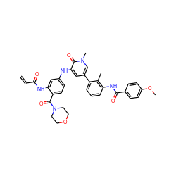 C=CC(=O)Nc1cc(Nc2cc(-c3cccc(NC(=O)c4ccc(OC)cc4)c3C)cn(C)c2=O)ccc1C(=O)N1CCOCC1 ZINC001772576545