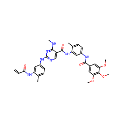 C=CC(=O)Nc1cc(Nc2ncc(C(=O)Nc3cc(NC(=O)c4cc(OC)c(OC)c(OC)c4)ccc3C)c(NC)n2)ccc1C ZINC000669678978