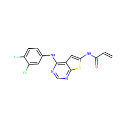 C=CC(=O)Nc1cc2c(Nc3ccc(F)c(Cl)c3)ncnc2s1 ZINC000169311810