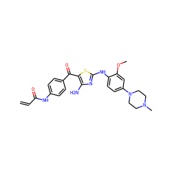 C=CC(=O)Nc1ccc(C(=O)c2sc(Nc3ccc(N4CCN(C)CC4)cc3OC)nc2N)cc1 ZINC000209735191