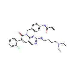 C=CC(=O)Nc1ccc(Cn2c(=O)c(-c3ccccc3Cl)cc3cnc(NCCCCN(CC)CC)nc32)cc1 ZINC001772576665