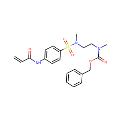 C=CC(=O)Nc1ccc(S(=O)(=O)N(C)CCN(C)C(=O)OCc2ccccc2)cc1 ZINC000084738925