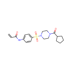 C=CC(=O)Nc1ccc(S(=O)(=O)N2CCN(C(=O)C3CCCC3)CC2)cc1 ZINC000084730475