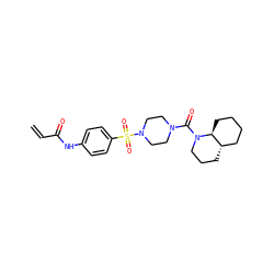 C=CC(=O)Nc1ccc(S(=O)(=O)N2CCN(C(=O)N3CCC[C@H]4CCCC[C@@H]43)CC2)cc1 ZINC000084730333