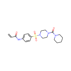 C=CC(=O)Nc1ccc(S(=O)(=O)N2CCN(C(=O)N3CCCCC3)CC2)cc1 ZINC000084730346