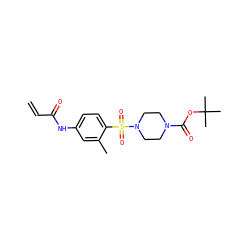 C=CC(=O)Nc1ccc(S(=O)(=O)N2CCN(C(=O)OC(C)(C)C)CC2)c(C)c1 ZINC000084742634