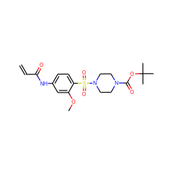 C=CC(=O)Nc1ccc(S(=O)(=O)N2CCN(C(=O)OC(C)(C)C)CC2)c(OC)c1 ZINC000084741732