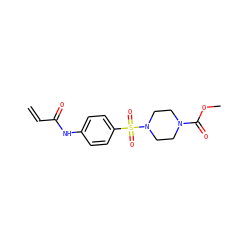 C=CC(=O)Nc1ccc(S(=O)(=O)N2CCN(C(=O)OC)CC2)cc1 ZINC000084732981