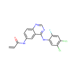 C=CC(=O)Nc1ccc2ncnc(Nc3cc(Cl)c(Cl)cc3F)c2c1 ZINC000013671593