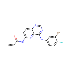 C=CC(=O)Nc1ccc2ncnc(Nc3ccc(F)c(Br)c3)c2n1 ZINC000013797540