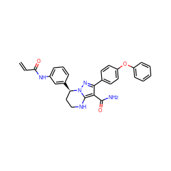 C=CC(=O)Nc1cccc([C@@H]2CCNc3c(C(N)=O)c(-c4ccc(Oc5ccccc5)cc4)nn32)c1 ZINC001772577402