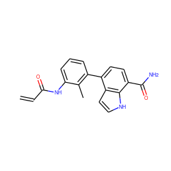 C=CC(=O)Nc1cccc(-c2ccc(C(N)=O)c3[nH]ccc23)c1C ZINC000584619609