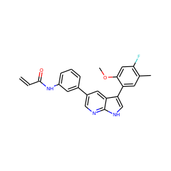 C=CC(=O)Nc1cccc(-c2cnc3[nH]cc(-c4cc(C)c(F)cc4OC)c3c2)c1 ZINC001772633777