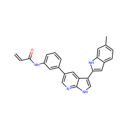 C=CC(=O)Nc1cccc(-c2cnc3[nH]cc(-c4cc5ccc(C)cc5[nH]4)c3c2)c1 ZINC000221091275