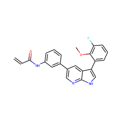 C=CC(=O)Nc1cccc(-c2cnc3[nH]cc(-c4cccc(F)c4OC)c3c2)c1 ZINC000221091360