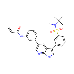 C=CC(=O)Nc1cccc(-c2cnc3[nH]cc(-c4cccc(S(=O)(=O)N(C)C(C)(C)C)c4)c3c2)c1 ZINC000221091457