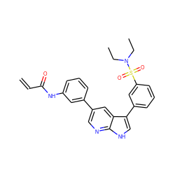 C=CC(=O)Nc1cccc(-c2cnc3[nH]cc(-c4cccc(S(=O)(=O)N(CC)CC)c4)c3c2)c1 ZINC000221108503