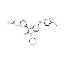 C=CC(=O)Nc1cccc(-n2c(=O)n(C3CCOCC3)c3cnc(Nc4ccc(OC)nc4)nc32)c1 ZINC000212119945